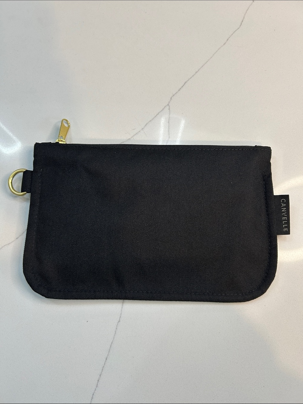 Canvelle Black Slim Wallet Travel Pouch Organizer with Card Slots & Zip Pocket